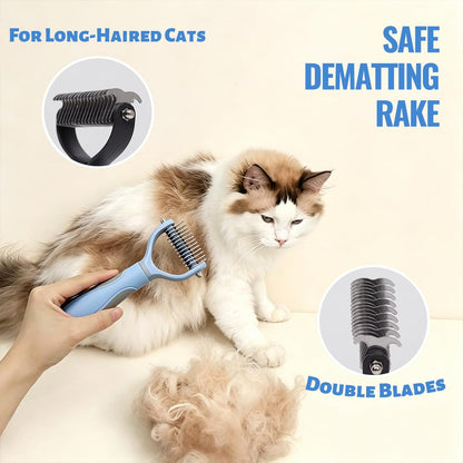 Pet Grooming Kit, 7 Piece Set with Dog Shedding Brush,Dematting Comb, Nail Clipper, Nail File, Flea Comb, Bath Brush and Grooming Glove for Dogs and Cats Blue