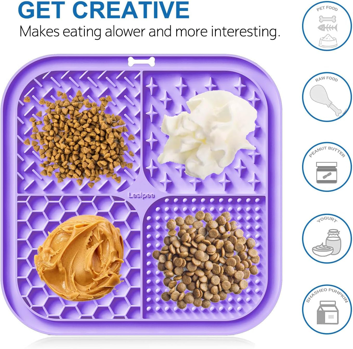 Licking Mat for Dogs & Cats 2 Pack, Slow Feeder Lick Pat, Anxiety Relief Dog Toys Feeding Mat for Butter Yogurt Peanut, Pets Supplies Bathing Grooming Training Calming Mat (Cyan&Purple)