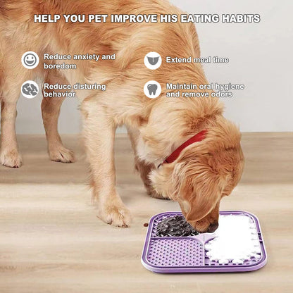 Licking Mat for Dogs & Cats 2 Pack, Slow Feeder Lick Pat, Anxiety Relief Dog Toys Feeding Mat for Butter Yogurt Peanut, Pets Supplies Bathing Grooming Training Calming Mat (Cyan&Purple)